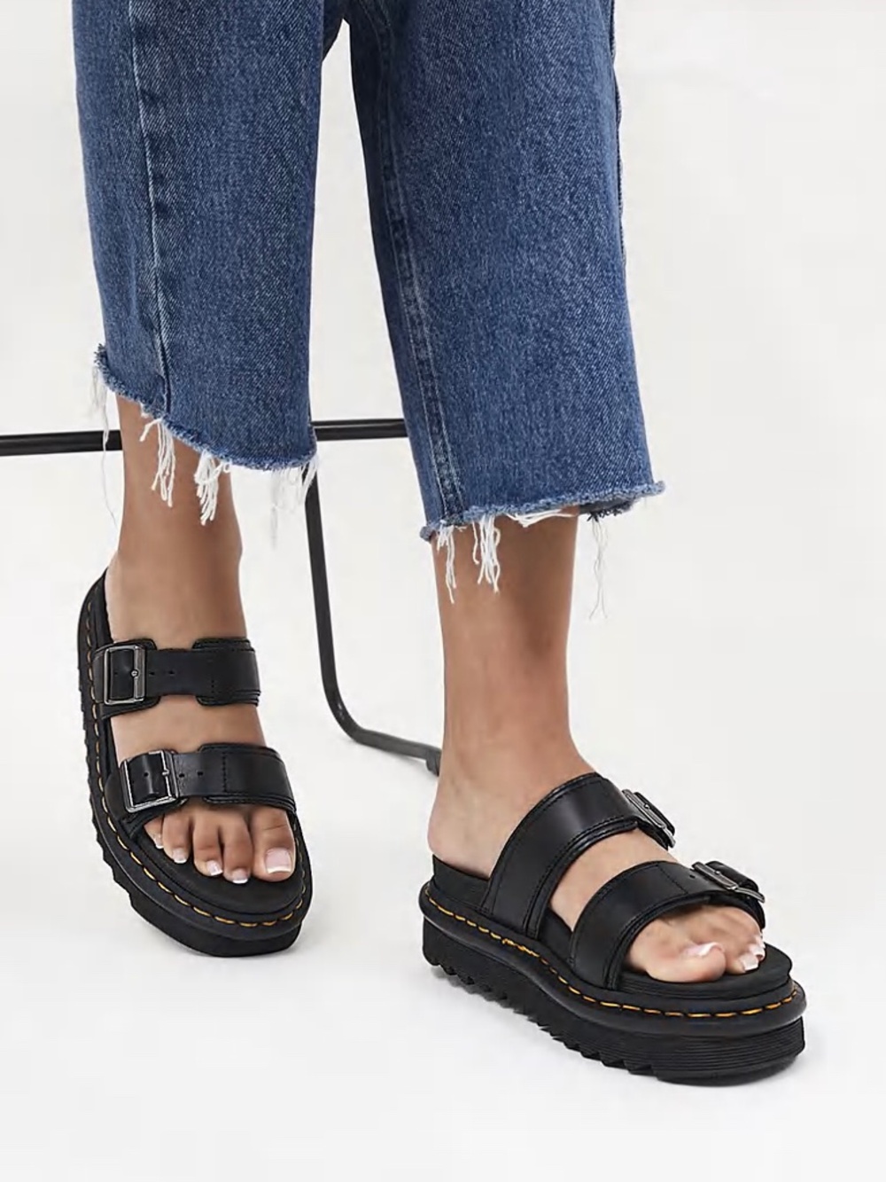 LIKE NEW Free People Dr. Martens Myles Black Brando Sandals in size 6